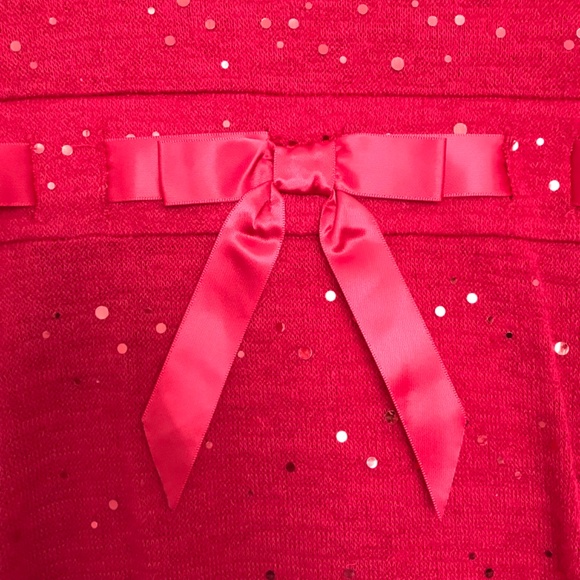 Bloome de jeune fille Red Round Neck Sequin Ruffle Half Sleeve Dress Midi - Picture 2 of 9